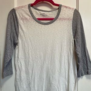 J.Crew 3/4 Sleeve Baseball Tee in Gray/White